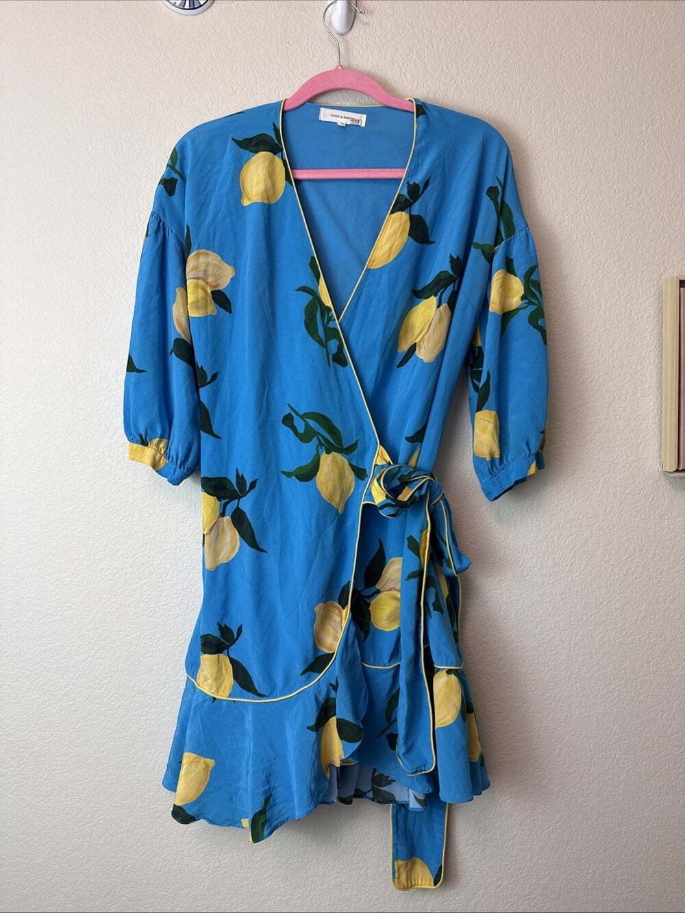 Chinti And Parker 100% Silk Lemon Wrap Dress Size 8